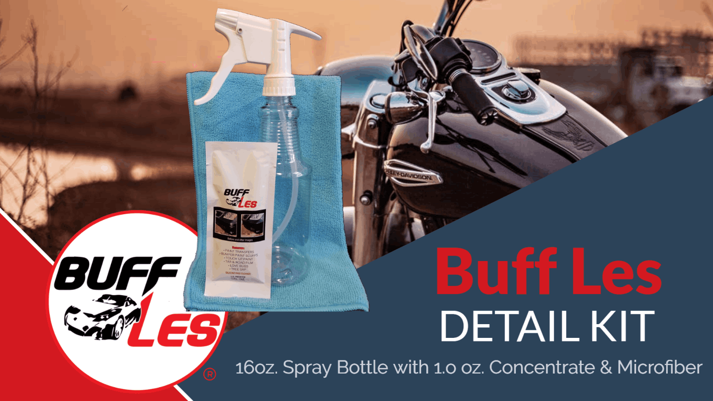 BUFF LES  AUTO PAINT REPAIR 16oz. Ergonomic Spray Bottle w/ 1.0oz. Concentrate & Microfiber Shami Cloth - DETAIL KIT
